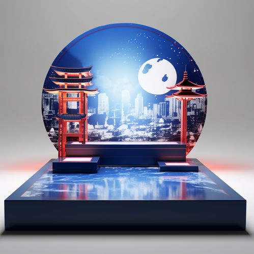 圆形展台 城市科技蓝色 艺术 AI场景 电商背景素材 电商素材 产品背景 展台